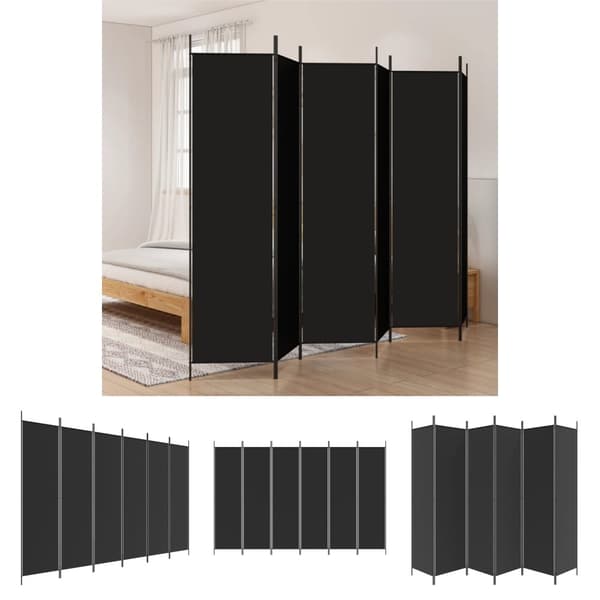 The Living Store Rumsavdelare 6 paneler svart 300x200 cm tyg - Rumsavdelare