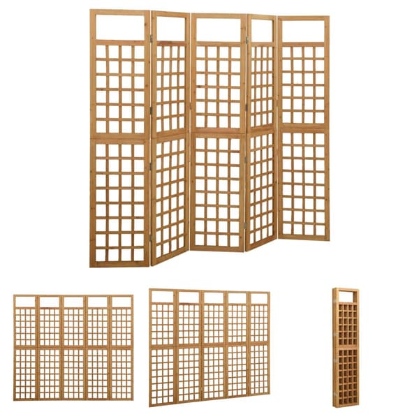 The Living Store 5-panels rumdeler/espalier 201,5x180 cm massivt grantræ -  Rumdelere