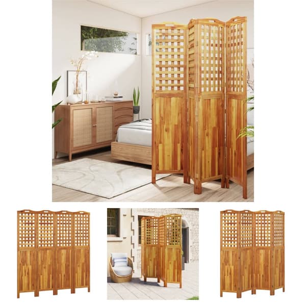 The Living Store 4-panels rumdeler 162x2x180 cm massivt akacietræ -  Rumdelere