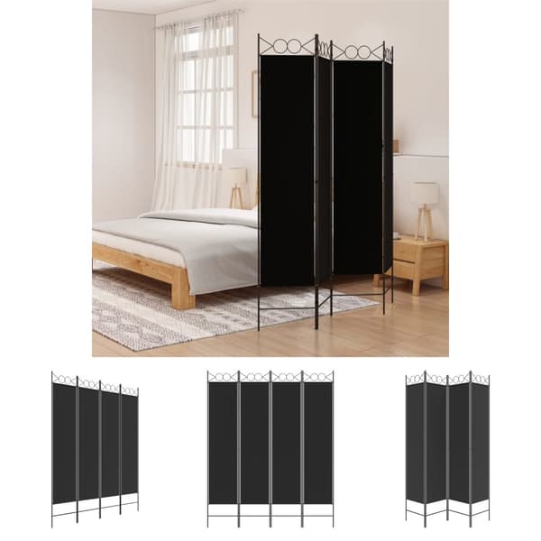The Living Store 4-panels rumdeler 160x200 cm stof sort - Rumdelere