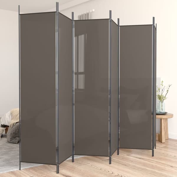 The Living Store 6-panels rumdeler 300x220 cm stof antracitgrå - Rumdelere