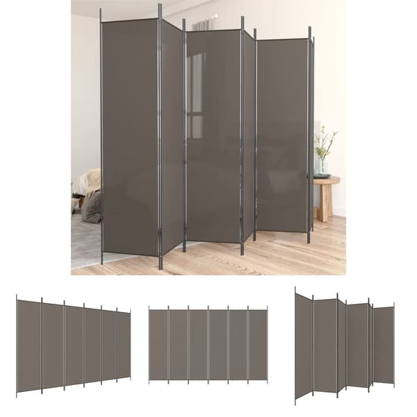 The Living Store 6-panels rumdeler 300x220 cm stof antracitgrå -  Rumdelere