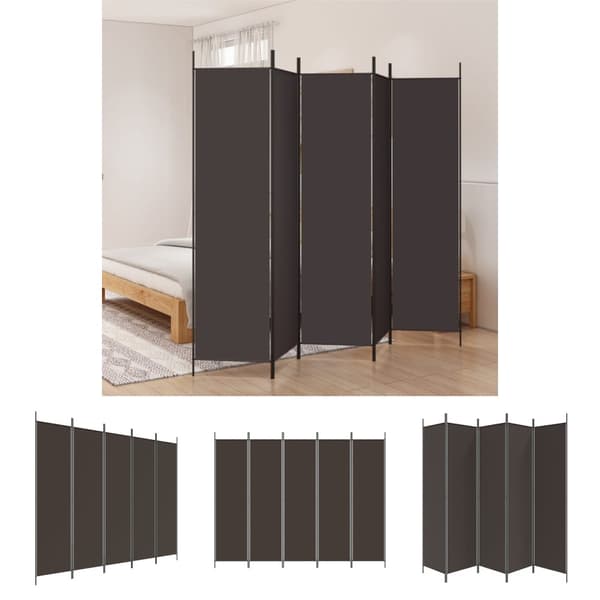 The Living Store 5-panels rumdeler 250x200 cm stof brun -  Rumdelere