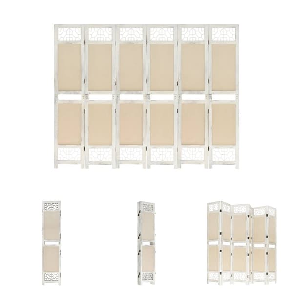 The Living Store 6-panels rumdeler 210x165 cm stof cremefarvet -  Rumdelere