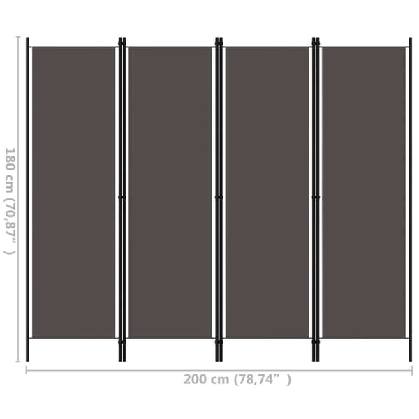 The Living Store 4-panels rumdeler 200 x 180 cm antracitgrå - Rumdelere