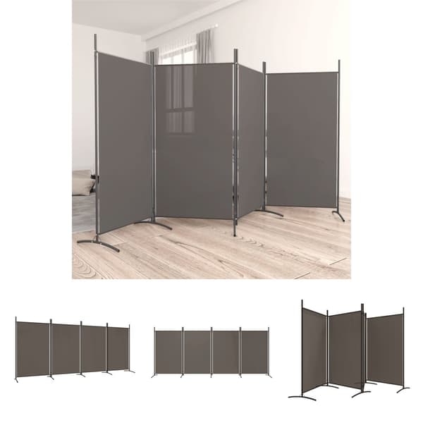The Living Store 4-panels rumdeler 346x180 cm stof antracitgrå -  Rumdelere