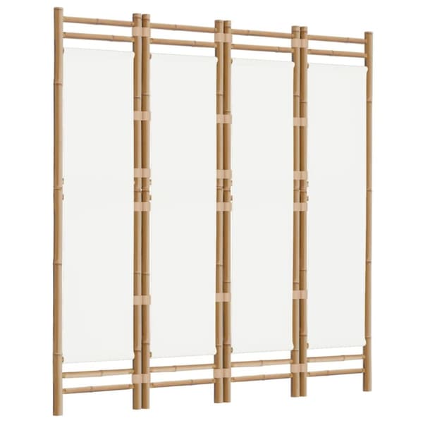 The Living Store 4-panels rumdeler 160 cm foldbar bambus og kanvas - Rumdelere