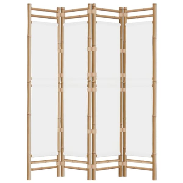 The Living Store 4-panels rumdeler 160 cm foldbar bambus og kanvas - Rumdelere