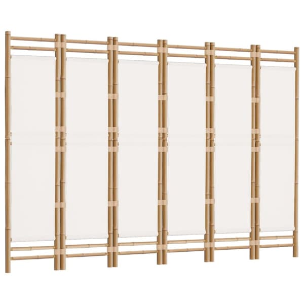 The Living Store 6-panels rumdeler 240 cm foldbar bambus og kanvas -  Rumdelere