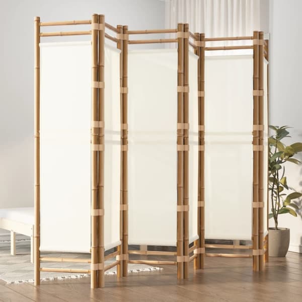 The Living Store 6-panels rumdeler 240 cm foldbar bambus og kanvas -  Rumdelere