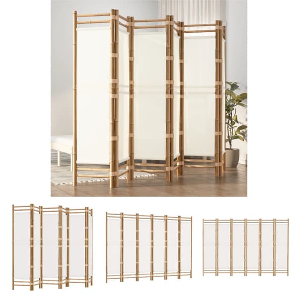 The Living Store 6-panels rumdeler 240 cm foldbar bambus og kanvas -  Rumdelere