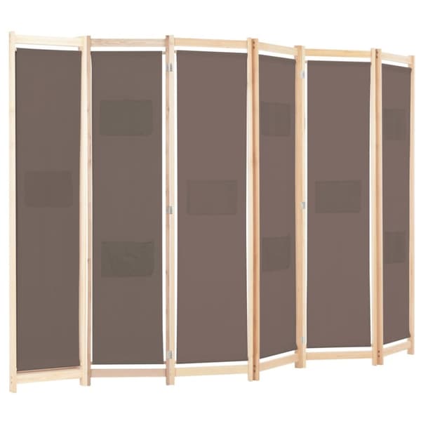 The Living Store 6-panels rumdeler 240 x 170 x 4 cm stof brun -  Rumdelere