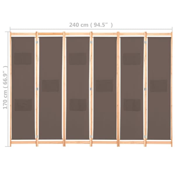 The Living Store 6-panels rumdeler 240 x 170 x 4 cm stof brun -  Rumdelere
