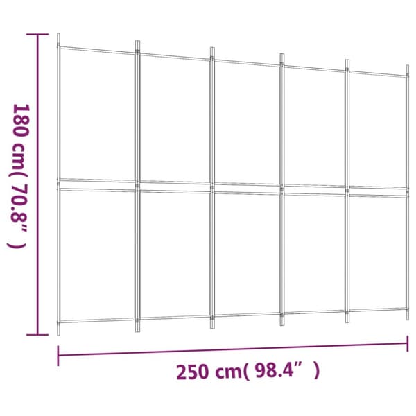 The Living Store Rumsavdelare 5 paneler vit 250x180 cm tyg -  Rumsavdelare