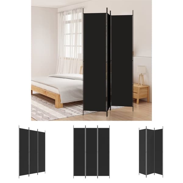 The Living Store 3-panels rumdeler 150x220 cm stof sort - Rumdelere