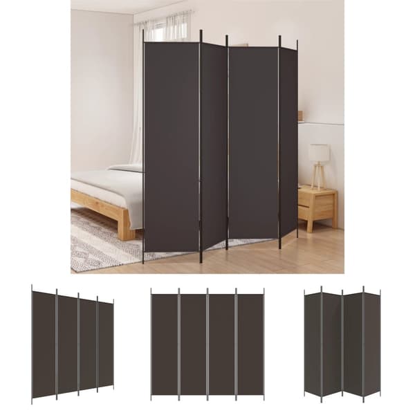 The Living Store 4-panels rumdeler 200x200 cm stof brun -  Rumdelere