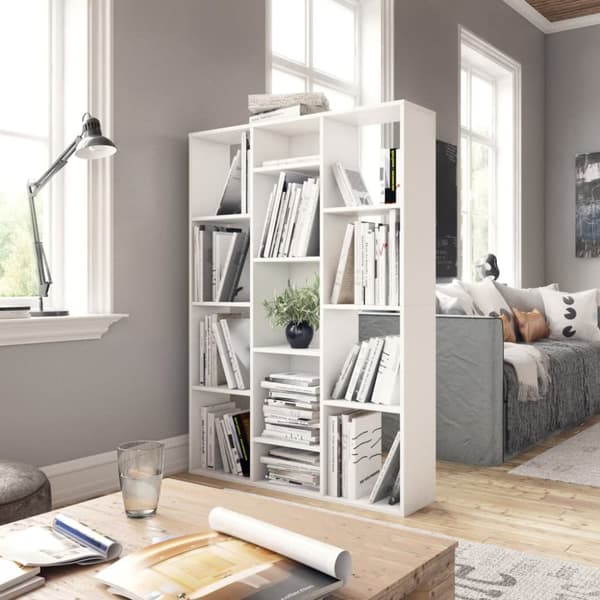The Living Store Rumsavdelare/bokhylla vit 100x24x140 cm konstruerat trä - Rumsavdelare