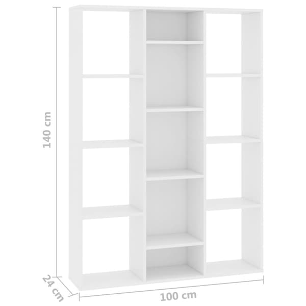 The Living Store Rumsavdelare/bokhylla vit 100x24x140 cm konstruerat trä - Rumsavdelare