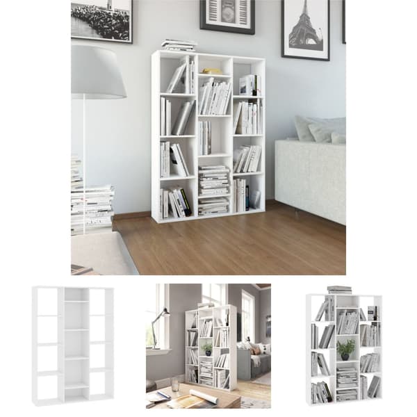 The Living Store Rumsavdelare/bokhylla vit 100x24x140 cm konstruerat trä - Rumsavdelare