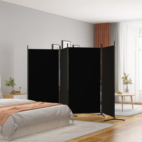 The Living Store 4-panels rumdeler 346x180 cm stof sort - Rumdelere