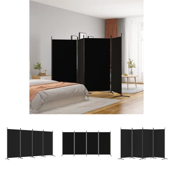 The Living Store 4-panels rumdeler 346x180 cm stof sort - Rumdelere