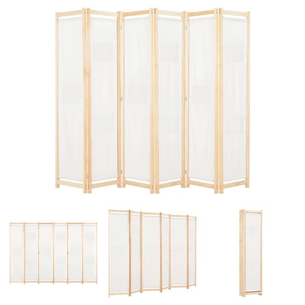 The Living Store 6-panelers rumdeler 240 x 170 x 4 cm stof cremefarvet -  Rumdelere