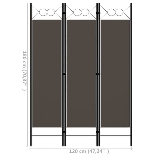 The Living Store 3-panels rumdeler 120x180 cm antracitgrå -  Rumdelere