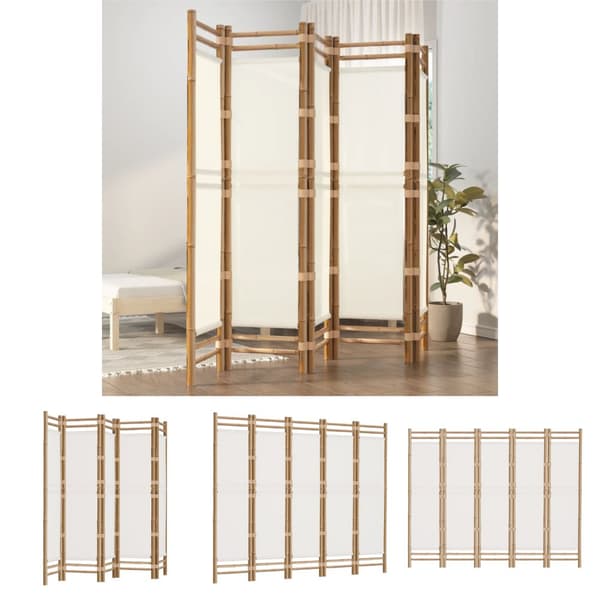 The Living Store Kokoontaitettava tilanjakaja 5 paneelia 200 cm bambu ja kangas -  Tilanjakajat