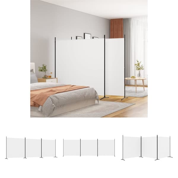 The Living Store 3-panels rumdeler 525x180 cm stof hvid -  Rumdelere
