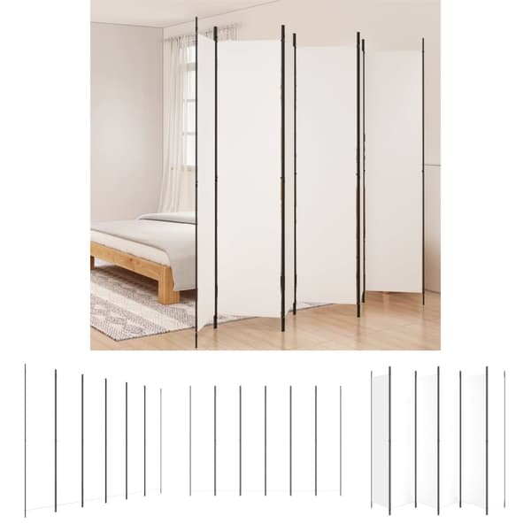 The Living Store 6-panels rumdeler 300x220 cm stof hvid -  Rumdelere