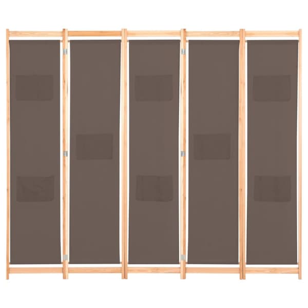 The Living Store 5-panels rumdeler 200 x 170 x 4 cm stof brun - Rumdelere