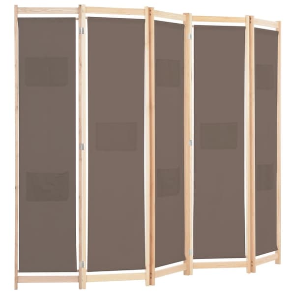 The Living Store 5-panels rumdeler 200 x 170 x 4 cm stof brun - Rumdelere