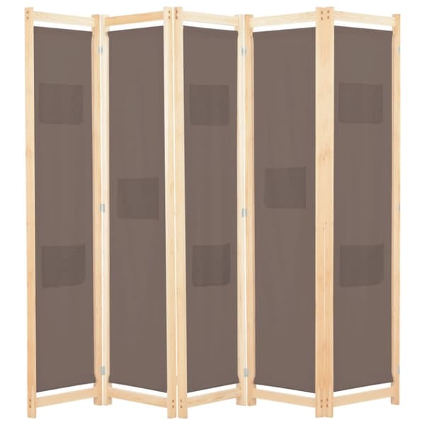 The Living Store 5-panels rumdeler 200 x 170 x 4 cm stof brun - Rumdelere