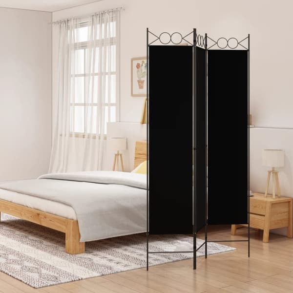 The Living Store 3-panels rumdeler 120x200 cm stof sort -  Rumdelere