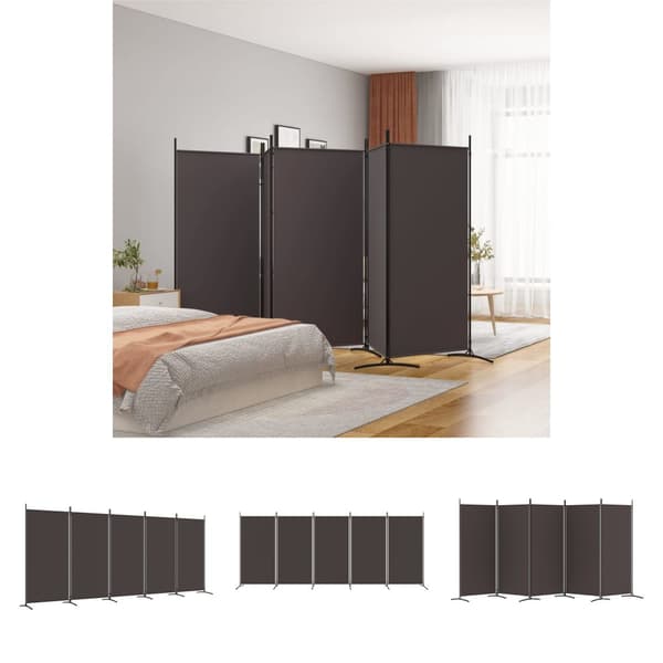 The Living Store 5-panels rumdeler 433x180 cm stof brun -  Rumdelere