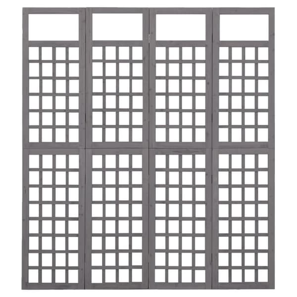 The Living Store 4-panels rumdeler/espalier 161x180 cm massivt grantræ grå - Rumdelere