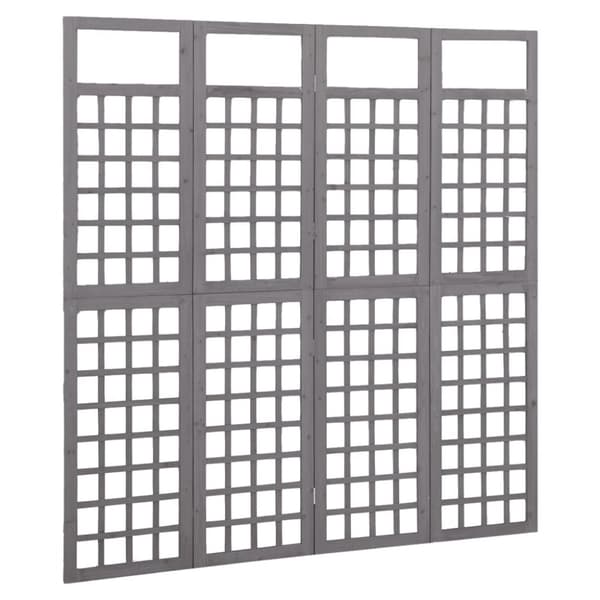 The Living Store 4-panels rumdeler/espalier 161x180 cm massivt grantræ grå - Rumdelere