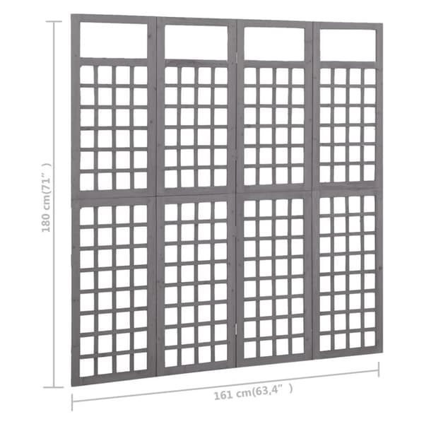 The Living Store 4-panels rumdeler/espalier 161x180 cm massivt grantræ grå - Rumdelere