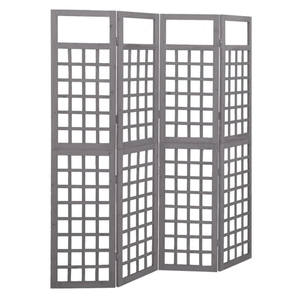 The Living Store 4-panels rumdeler/espalier 161x180 cm massivt grantræ grå - Rumdelere