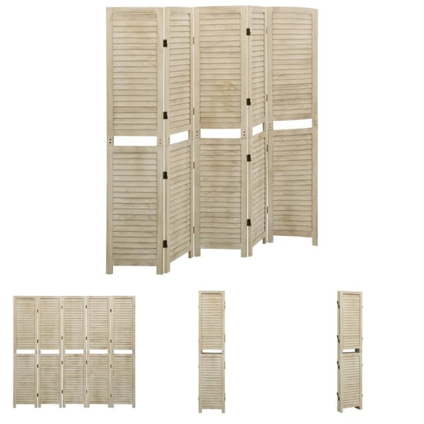 The Living Store 5-panels rumdeler 175x165 cm massivt kejsertræ -  Rumdelere