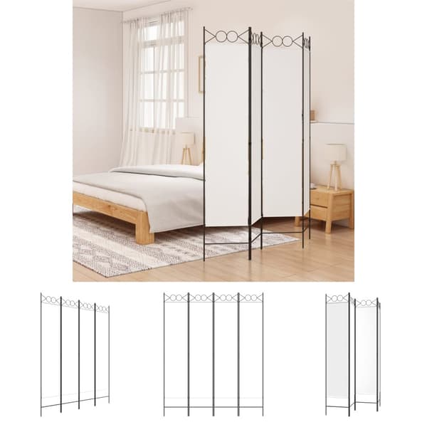 The Living Store 4-panels rumdeler 160x200 cm stof hvid - Rumdelere
