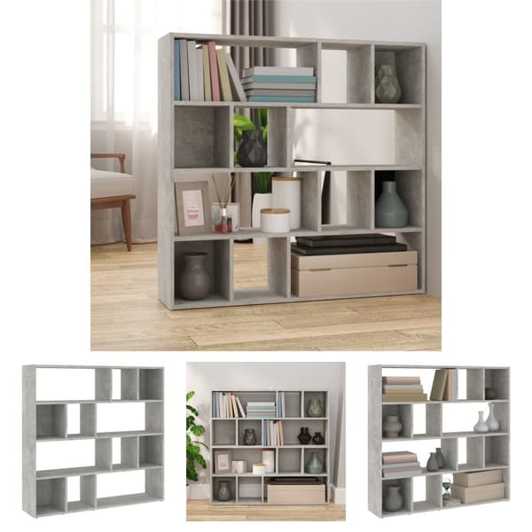 The Living Store Bokhylla/rumsavdelare betonggrå 105x24x102 cm - Rumsavdelare