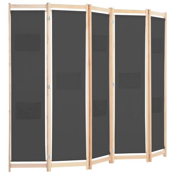 The Living Store 5-panelers rumdeler 200 x 170 x 4 cm stof grå -  Rumdelere