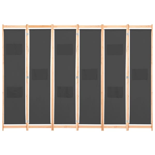 The Living Store 6-panelers rumdeler 240 x 170 x 4 cm stof grå - Rumdelere