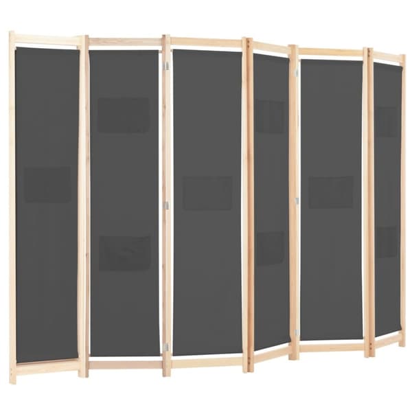 The Living Store 6-panelers rumdeler 240 x 170 x 4 cm stof grå - Rumdelere