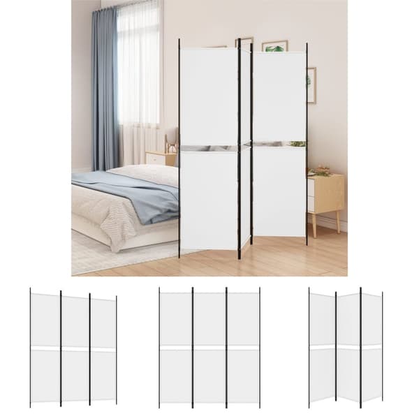 The Living Store 3-panels rumdeler 150x180 cm stof hvid - Rumdelere