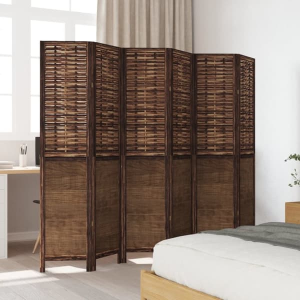 The Living Store rumdeler 6 paneler massivt kejsertræ mørkebrun - Rumdelere