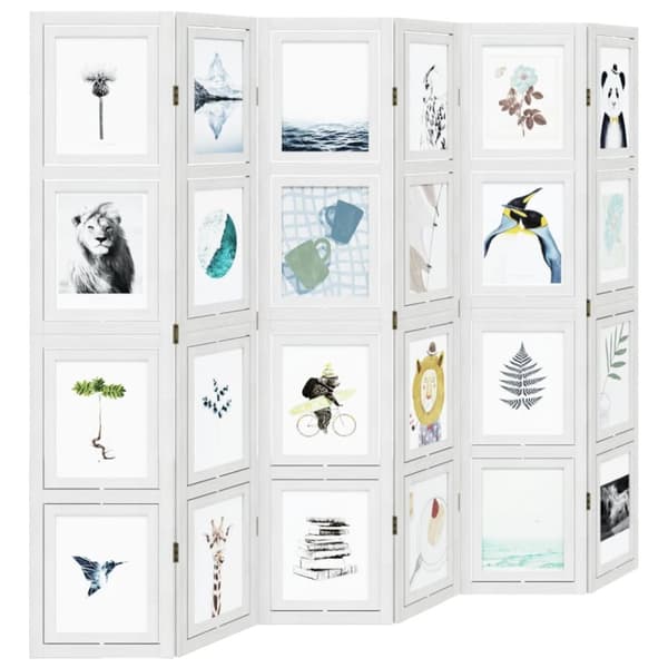 The Living Store rumdeler 6 paneler massivt kejsertræ hvid -  Rumdelere