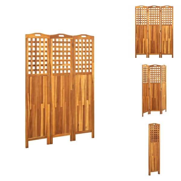 Rumdelere - Living 3-panels rumdeler 121x2x170 cm massivt akacietræ