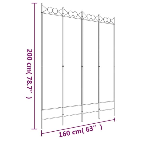 Rumdelere - Living 4-panels rumdeler 160x200 cm stof hvid